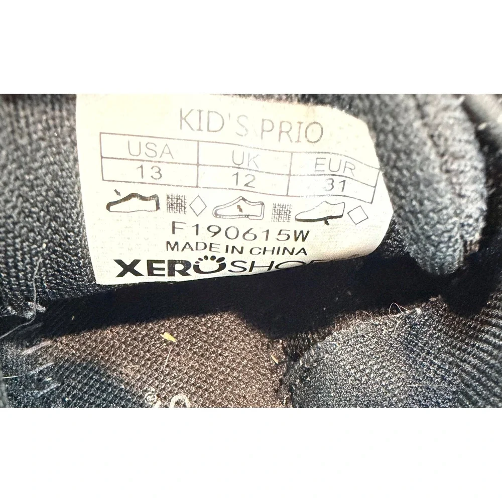 Xero Kids Prio Barefoot Wide Toe Box Running Athletic Shoes Black White Size 13